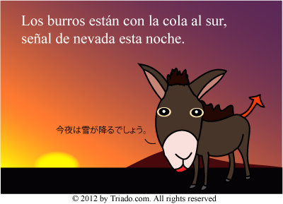 【イラスト表現集】Los burros están con la cola al sur, señal de nevada esta noche.